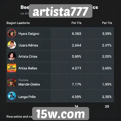 Estatísticas de usuários ativos no artista777